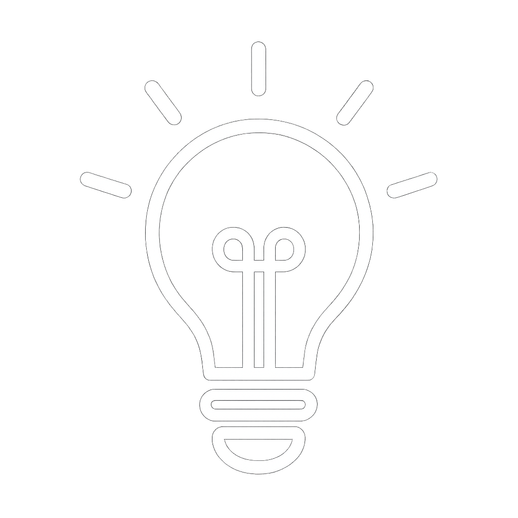 A picture of a bright idea in simple modern minimalist design in white with transparent background